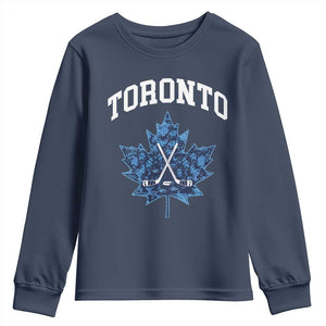 Vintage Canada Hockey Youth Sweatshirt Maple Leafs TS10 Navy Print Your Wear