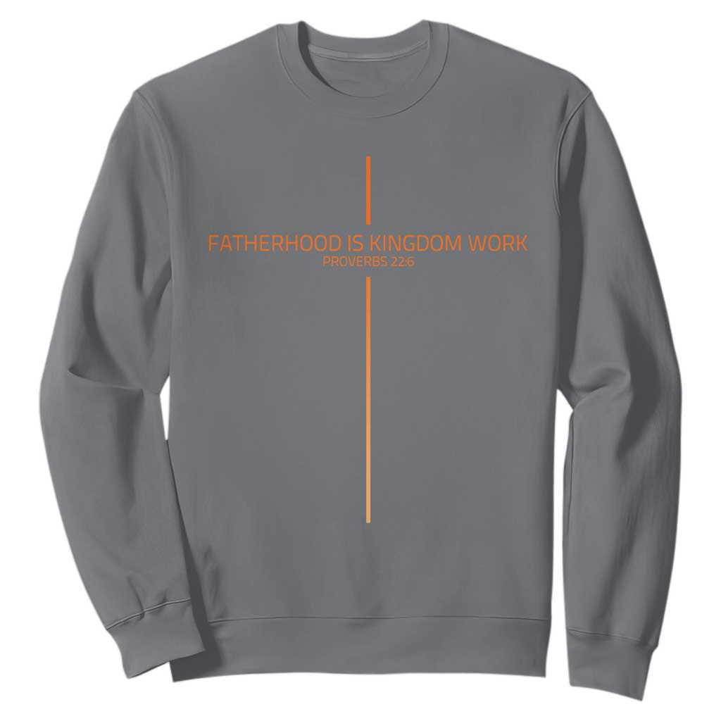 Fatherhood Is Kingdom Work Sweatshirt Vintage Christian Dad Cross TS10 Charcoal Print Your Wear