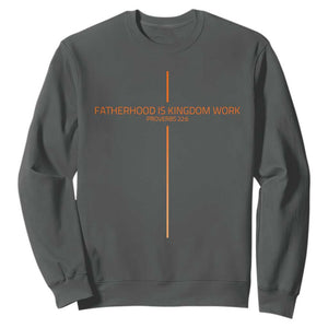 Fatherhood Is Kingdom Work Sweatshirt Vintage Christian Dad Cross TS10 Dark Heather Print Your Wear