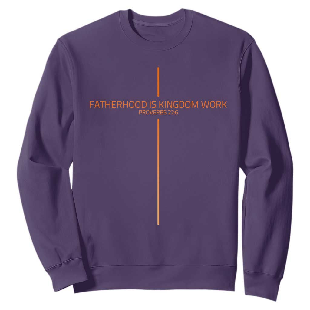 Fatherhood Is Kingdom Work Sweatshirt Vintage Christian Dad Cross TS10 Purple Print Your Wear