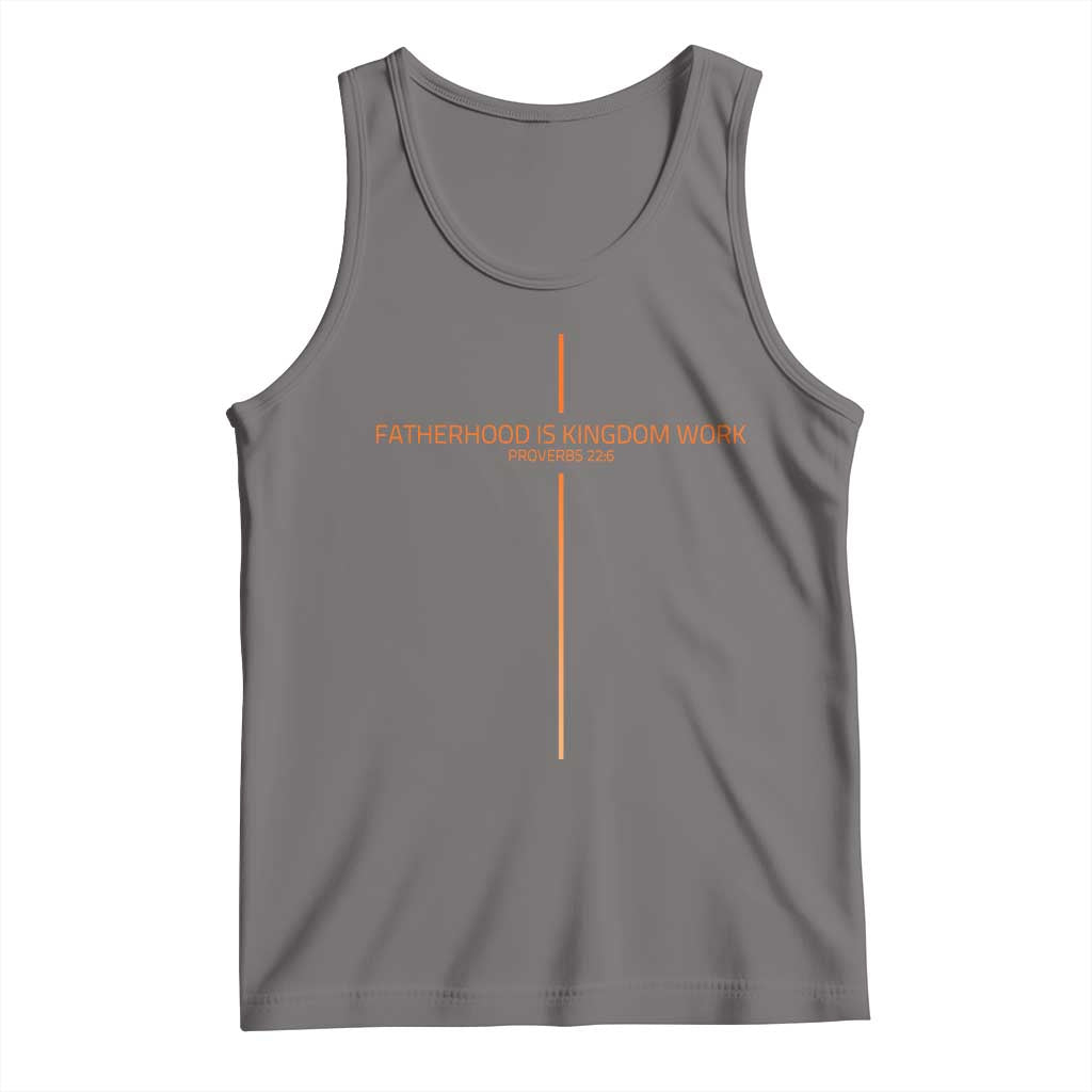 Fatherhood Is Kingdom Work Tank Top Vintage Christian Dad Cross TS10 Deep Heather Print Your Wear