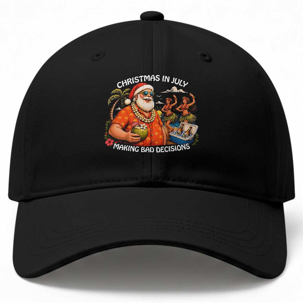 Funny Christmas in July Making Bad Decisions Baseball Cap Tropical Santa Hawaiian Summer Holiday Party TS10 Print Your Wear