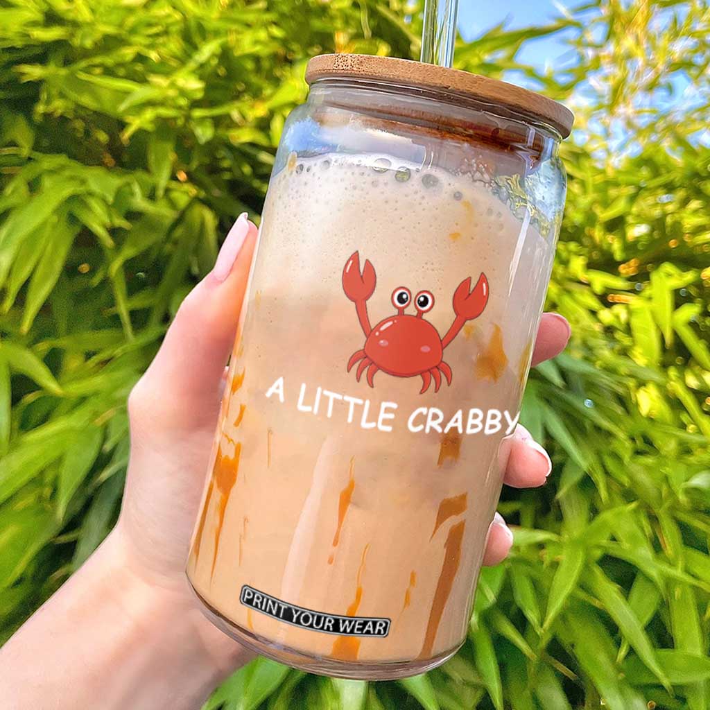 A Little Crabby Glass Can Minimalist Beach Meme Summer Aesthetic TS10 Black Print Your Wear