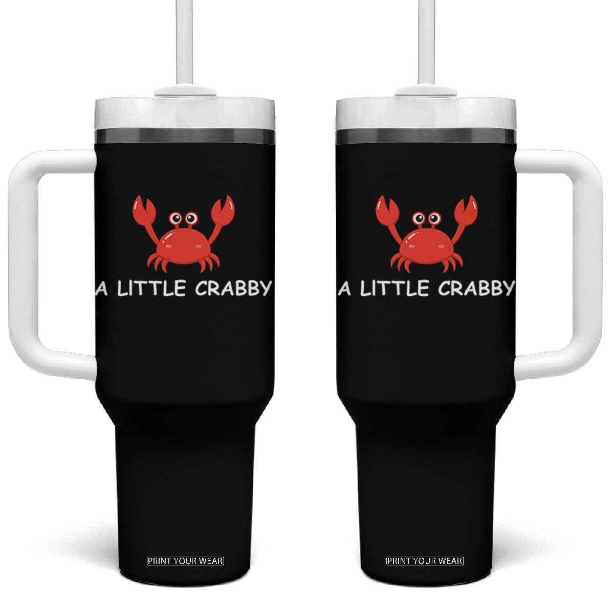 A Little Crabby Tumbler With Handle Minimalist Beach Meme Summer Aesthetic TS10 One Size: 40 oz Black Print Your Wear