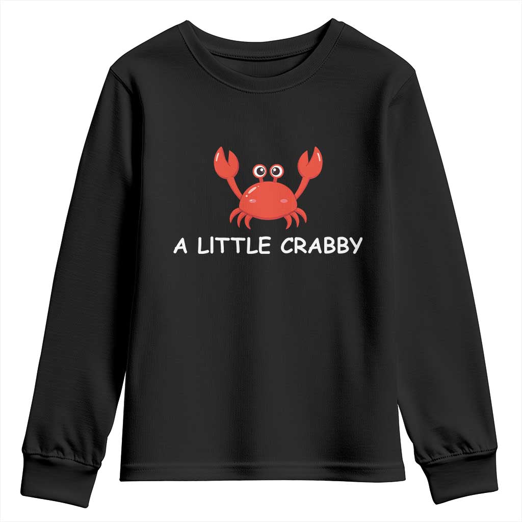 A Little Crabby Youth Sweatshirt Minimalist Beach Meme Summer Aesthetic TS10 Black Print Your Wear