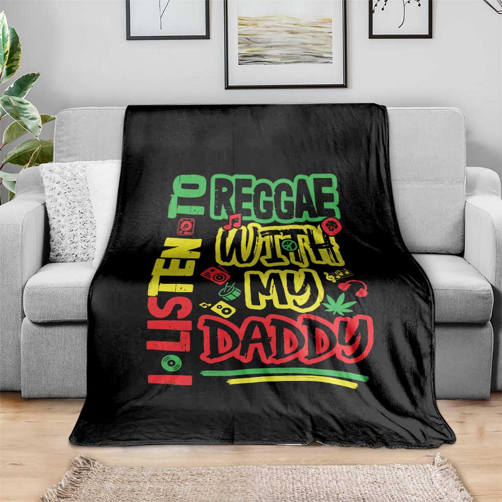Rasta Baby Throw Blanket I Listen to Reggae with My Daddy TS10 Print Your Wear