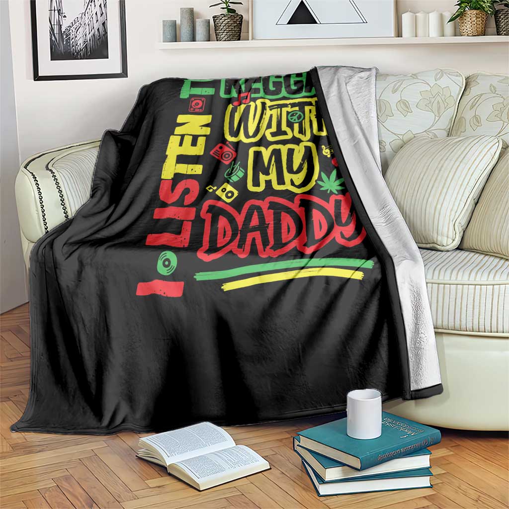Rasta Baby Throw Blanket I Listen to Reggae with My Daddy TS10 Print Your Wear