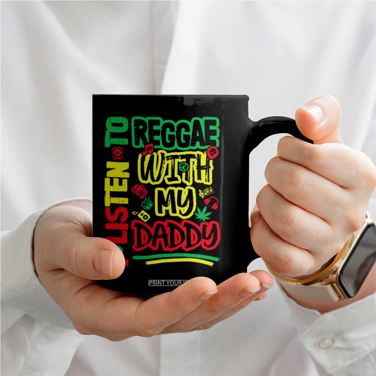 Rasta Baby Coffee Mug I Listen to Reggae with My Daddy TS10 Print Your Wear