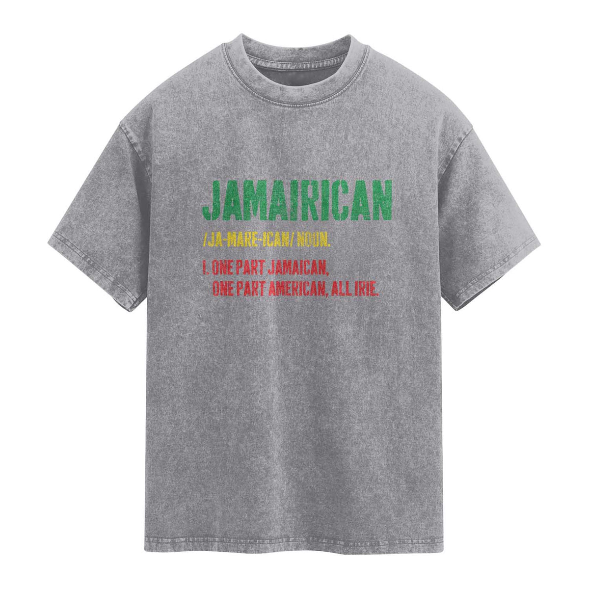 Funny Jamaican American Washed Cotton T-Shirt Retro Jamairican Roots