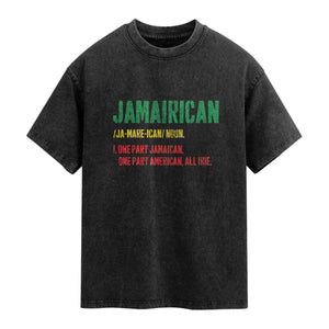 Funny Jamaican American Washed Cotton T-Shirt Retro Jamairican Roots