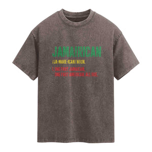 Funny Jamaican American Washed Cotton T-Shirt Retro Jamairican Roots