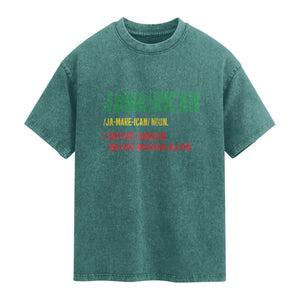 Funny Jamaican American Washed Cotton T-Shirt Retro Jamairican Roots