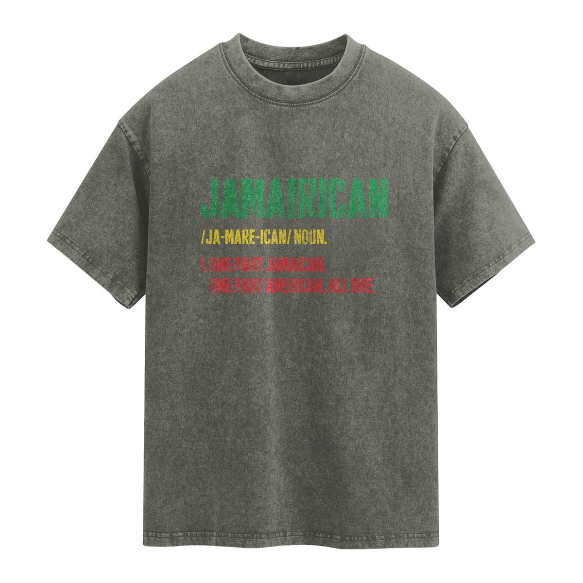 Funny Jamaican American Washed Cotton T-Shirt Retro Jamairican Roots