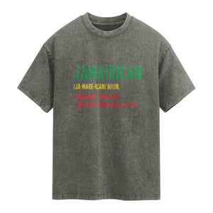 Funny Jamaican American Washed Cotton T-Shirt Retro Jamairican Roots