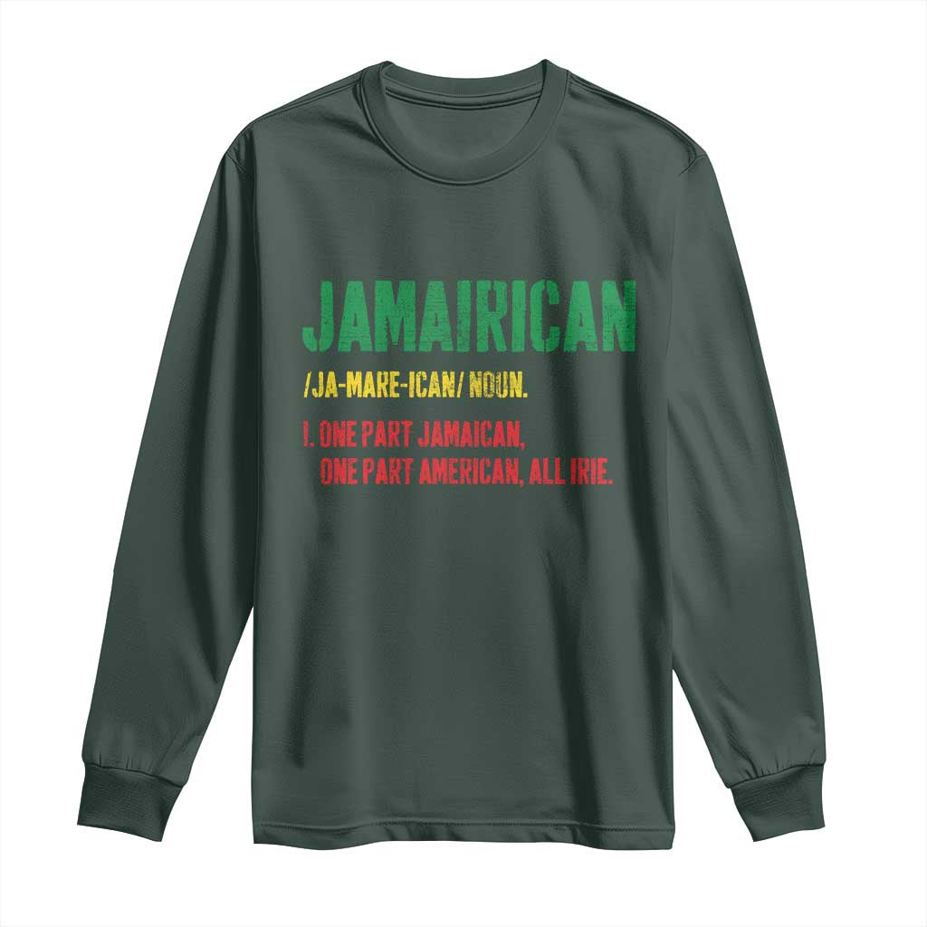 Funny Jamaican American Long Sleeve Shirt Retro Jamairican Roots TS10 Dark Forest Green Print Your Wear