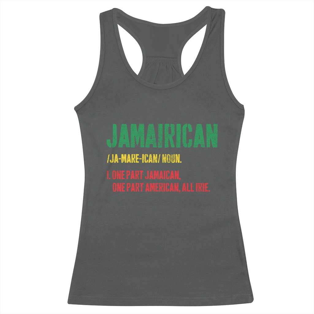Funny Jamaican American Racerback Tank Top Retro Jamairican Roots TS10 Dark Heather Print Your Wear