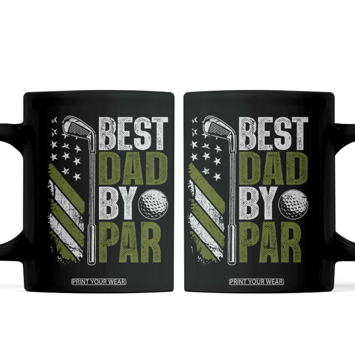 Best Dad By Par Coffee Mug Dad Golf Fathers Day Gift American Flag TS10 Black Print Your Wear