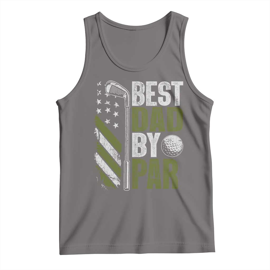 Best Dad By Par Tank Top Dad Golf Fathers Day Gift American Flag TS10 Deep Heather Print Your Wear