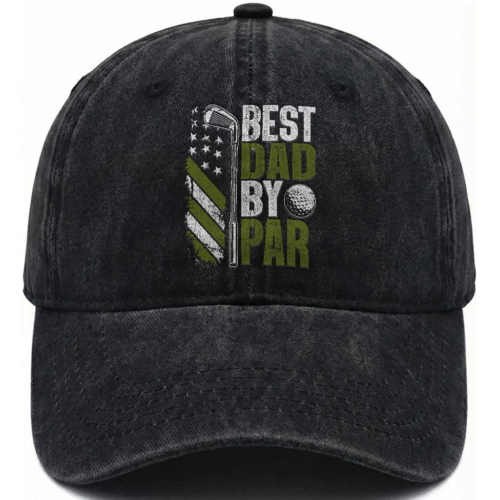 Best Dad By Par Washed Cotton Baseball Cap Dad Golf Fathers Day Gift American Flag TS10 Print Your Wear