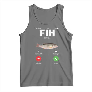 Fih Calling Remind me Message Decline Accept Tank Top Phone Call Fish TS10 Black Heather Print Your Wear