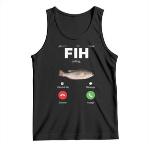 Fih Calling Remind me Message Decline Accept Tank Top Phone Call Fish TS10 Black Print Your Wear