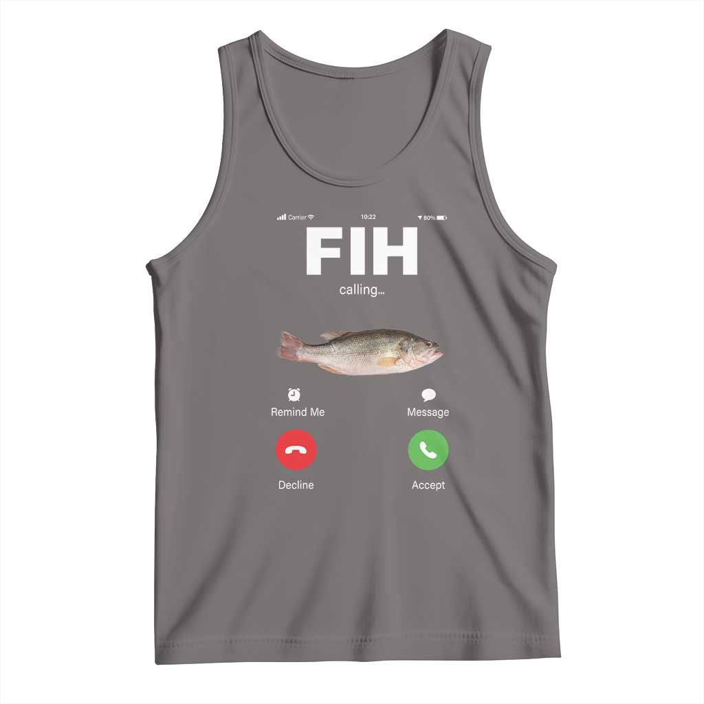 Fih Calling Remind me Message Decline Accept Tank Top Phone Call Fish TS10 Deep Heather Print Your Wear