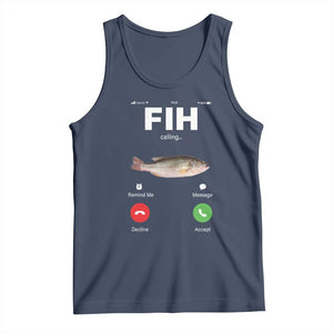 Fih Calling Remind me Message Decline Accept Tank Top Phone Call Fish TS10 Navy Print Your Wear