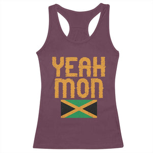 Yeah Mon Jamaican Pride Racerback Tank Top Jamaican Vacation Jamaica Reggae Roots TS10 Maroon Print Your Wear