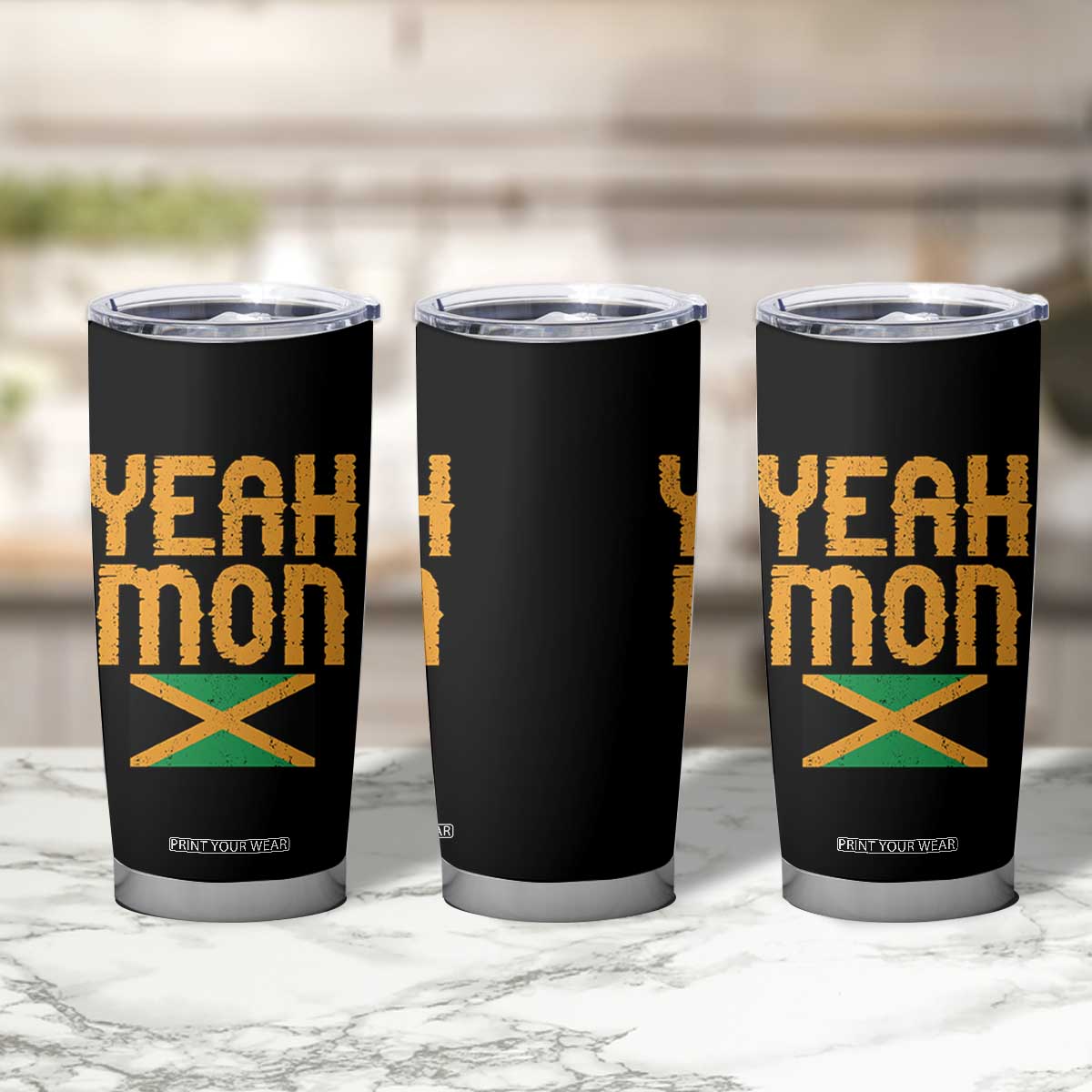Yeah Mon Jamaican Pride Tumbler Cup Jamaican Vacation Jamaica Reggae Roots TS10 Print Your Wear
