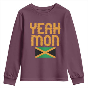 Yeah Mon Jamaican Pride Youth Sweatshirt Jamaican Vacation Jamaica Reggae Roots TS10 Maroon Print Your Wear
