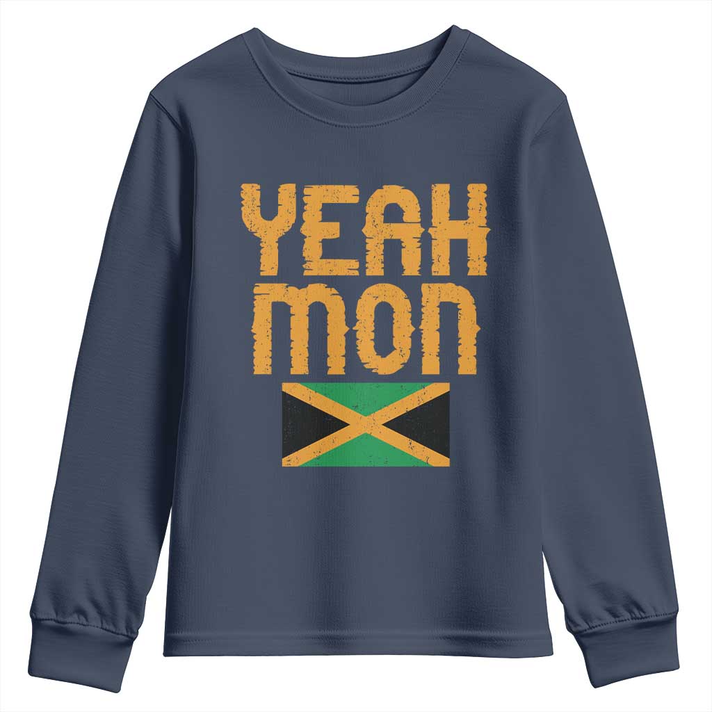Yeah Mon Jamaican Pride Youth Sweatshirt Jamaican Vacation Jamaica Reggae Roots TS10 Navy Print Your Wear