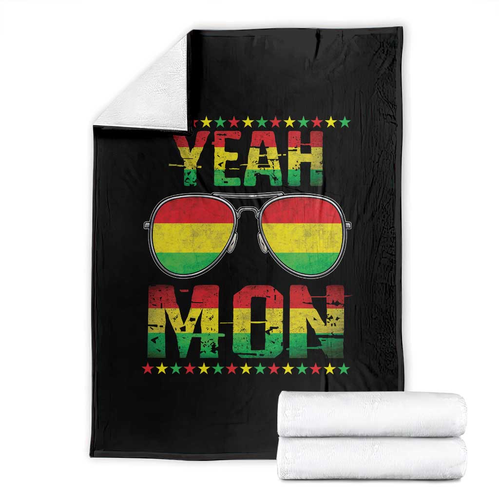 Yeah Mon Jamaican Pride Throw Blanket Jamaican Vacation Jamaica Reggae Sunglasses TS10 Black Print Your Wear