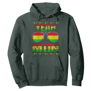 Yeah Mon Jamaican Pride Hoodie Jamaican Vacation Jamaica Reggae Sunglasses TS10 Dark Forest Green Print Your Wear