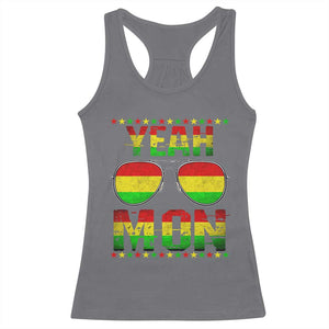 Yeah Mon Jamaican Pride Racerback Tank Top Jamaican Vacation Jamaica Reggae Sunglasses TS10 Charcoal Print Your Wear