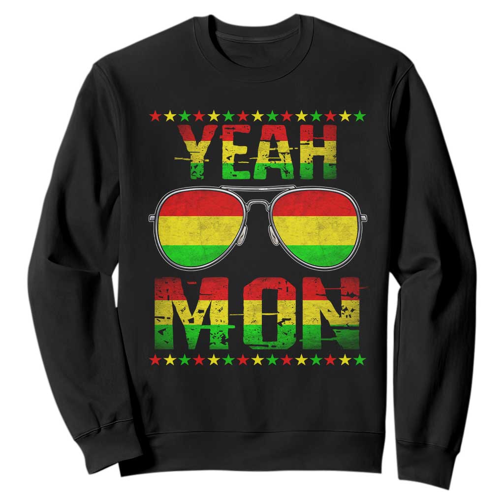 Yeah Mon Jamaican Pride Sweatshirt Jamaican Vacation Jamaica Reggae Sunglasses TS10 Black Print Your Wear