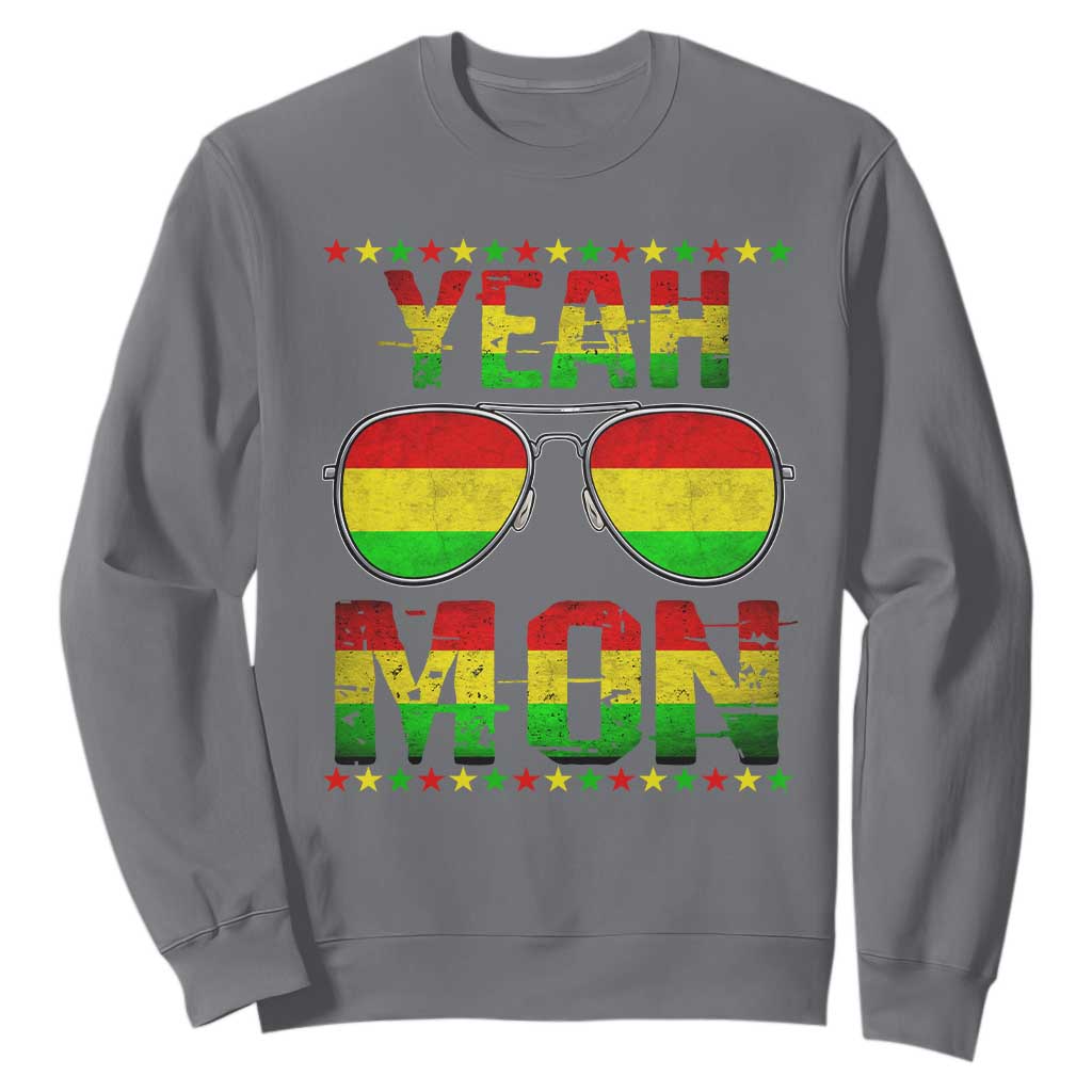 Yeah Mon Jamaican Pride Sweatshirt Jamaican Vacation Jamaica Reggae Sunglasses TS10 Charcoal Print Your Wear