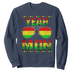 Yeah Mon Jamaican Pride Sweatshirt Jamaican Vacation Jamaica Reggae Sunglasses TS10 Navy Print Your Wear