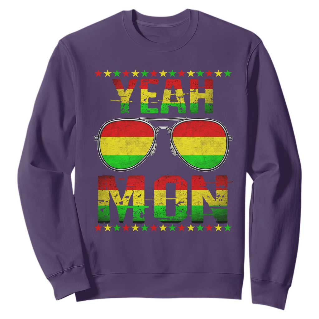 Yeah Mon Jamaican Pride Sweatshirt Jamaican Vacation Jamaica Reggae Sunglasses TS10 Purple Print Your Wear