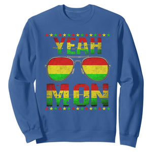 Yeah Mon Jamaican Pride Sweatshirt Jamaican Vacation Jamaica Reggae Sunglasses TS10 Royal Blue Print Your Wear