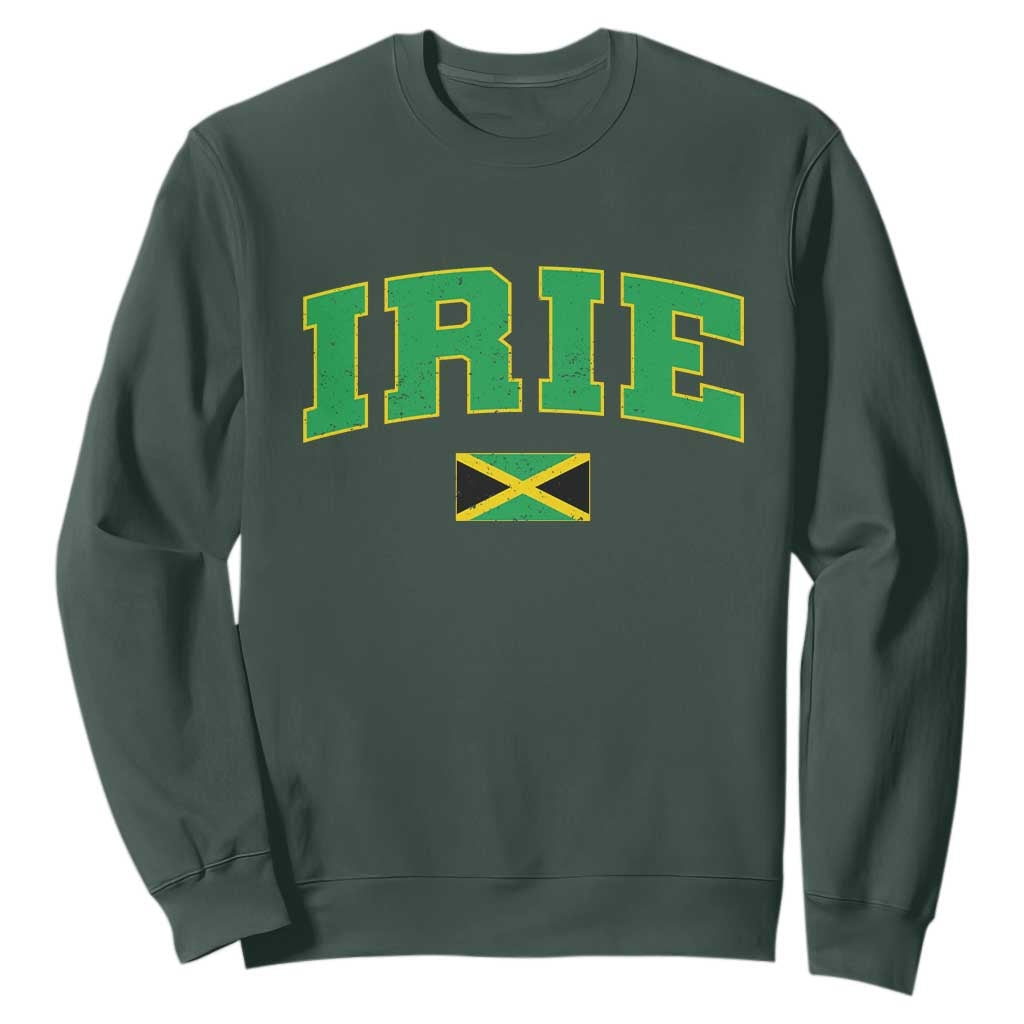 Irie Jamaican Rasta Sweatshirt Funny Jamaica Jamaican Flag Rasta Reggae Roots TS10 Dark Forest Green Print Your Wear