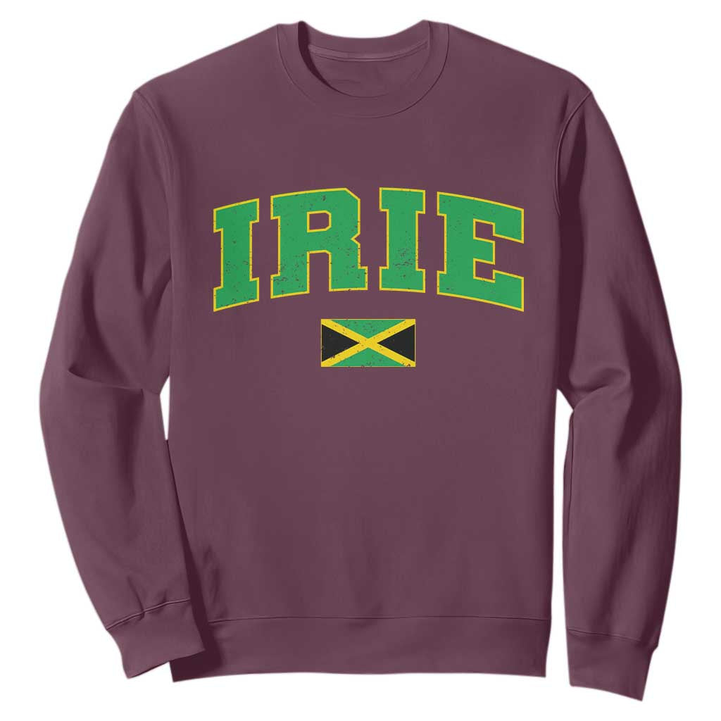 Irie Jamaican Rasta Sweatshirt Funny Jamaica Jamaican Flag Rasta Reggae Roots TS10 Maroon Print Your Wear