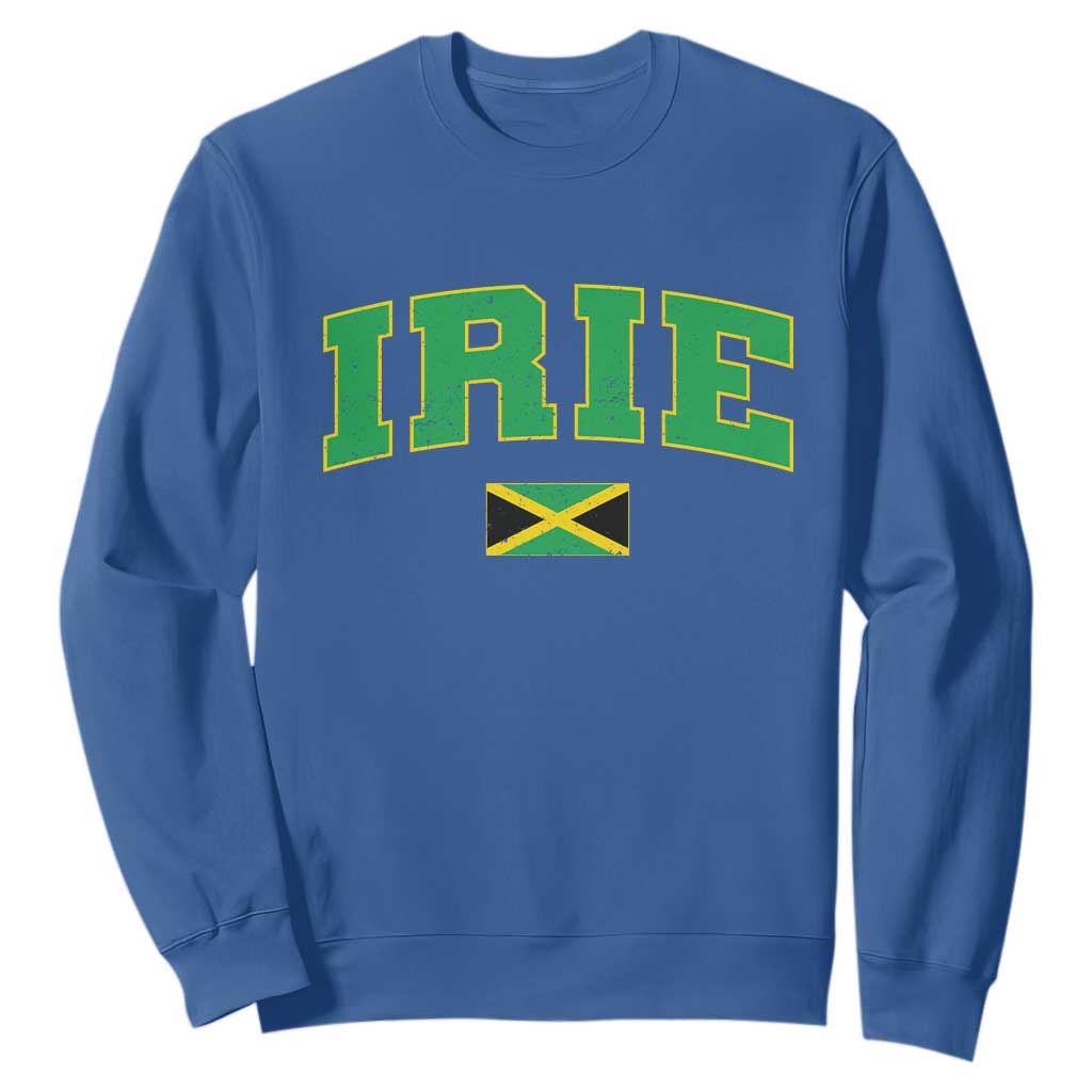 Irie Jamaican Rasta Sweatshirt Funny Jamaica Jamaican Flag Rasta Reggae Roots TS10 Royal Blue Print Your Wear