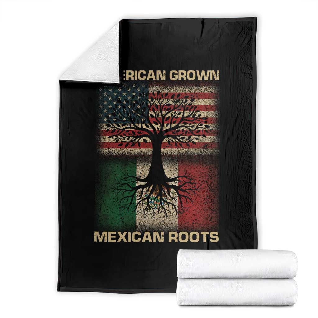 American Grown Mexican Roots Throw Blanket Retro Mexico America Flag TS10 Black Print Your Wear