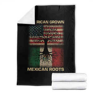 American Grown Mexican Roots Throw Blanket Retro Mexico America Flag TS10 Black Print Your Wear