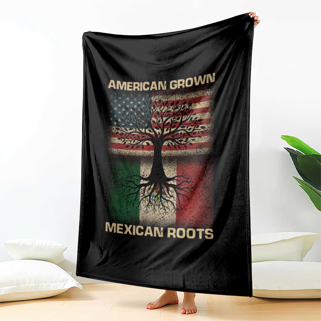 American Grown Mexican Roots Throw Blanket Retro Mexico America Flag TS10 Print Your Wear
