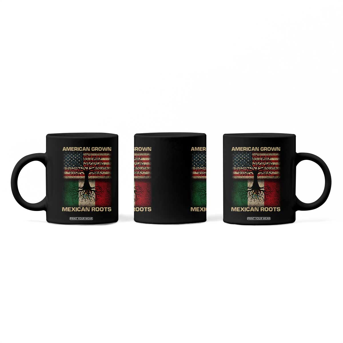 American Grown Mexican Roots Coffee Mug Retro Mexico America Flag TS10 Print Your Wear