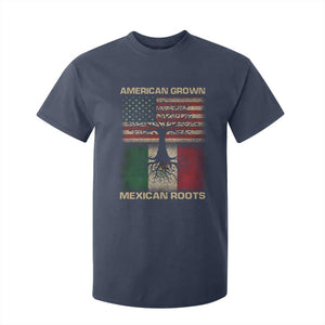 American Grown Mexican Roots T Shirt For Kid Retro Mexico America Flag TS10 Navy Print Your Wear
