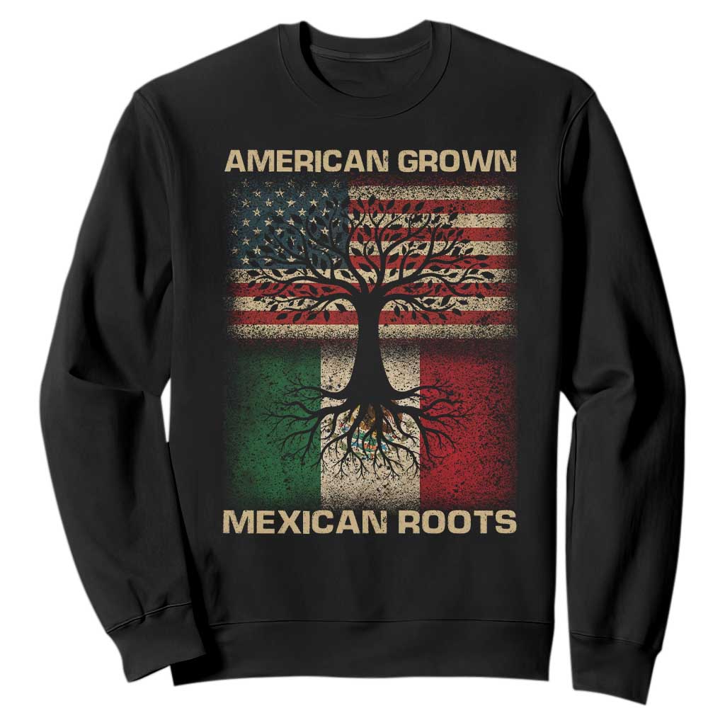 American Grown Mexican Roots Sweatshirt Retro Mexico America Flag TS10 Black Print Your Wear