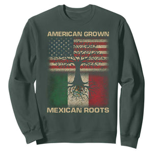 American Grown Mexican Roots Sweatshirt Retro Mexico America Flag TS10 Dark Forest Green Print Your Wear