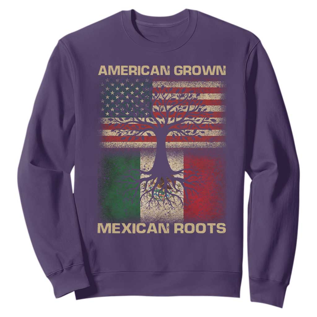 American Grown Mexican Roots Sweatshirt Retro Mexico America Flag TS10 Purple Print Your Wear